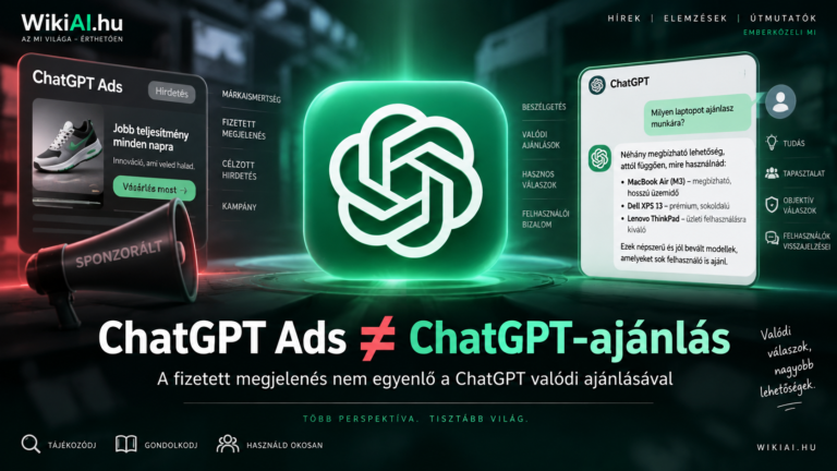 ChatGPT Ads és ChatGPT-ajánlás közötti különbséget bemutató illusztráció ChatGPT-logóval