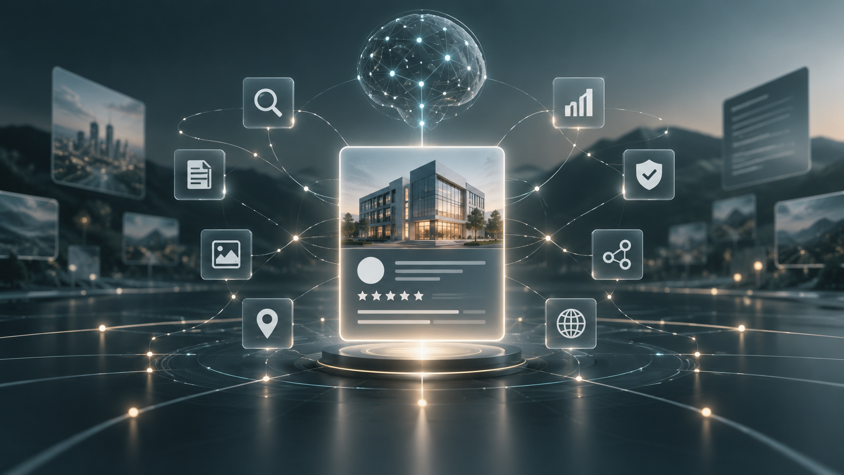 AI-láthatóság egy vállalkozás digitális identitásának és online információs kapcsolatainak szemléltetése