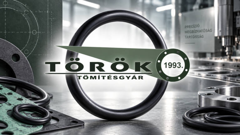 TÖRÖK Tömítésgyár kiemelt kép ipari tömítésekkel, O-gyűrűkkel és modern gyártási környezettel