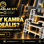 Gold Ablak Kft. – többkamrás műanyag ablakprofil keresztmetszete, Hevestherm partneri arculattal, az ablakcsere és nyílászáró-beépítés szemléltetésére.